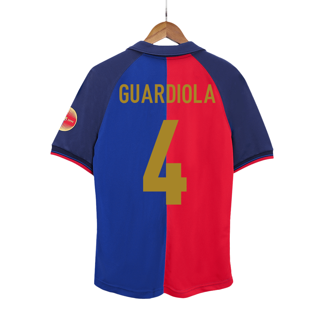 GUARDIOLA #4 Barcelona Retro Jersey Home Soccer Shirt 1999/00 100th Anniversary