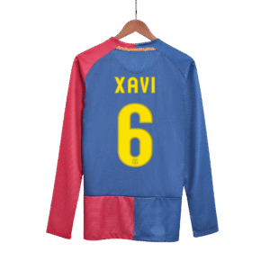 XAVI #6 Barcelona Retro Jersey Home Long Sleeve Soccer Shirt 2008/09 UCL Final
