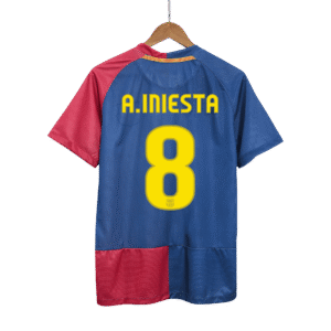 A.INIESTA #8 Barcelona Retro Jersey Home Soccer Shirt 2008/09 UCL Final