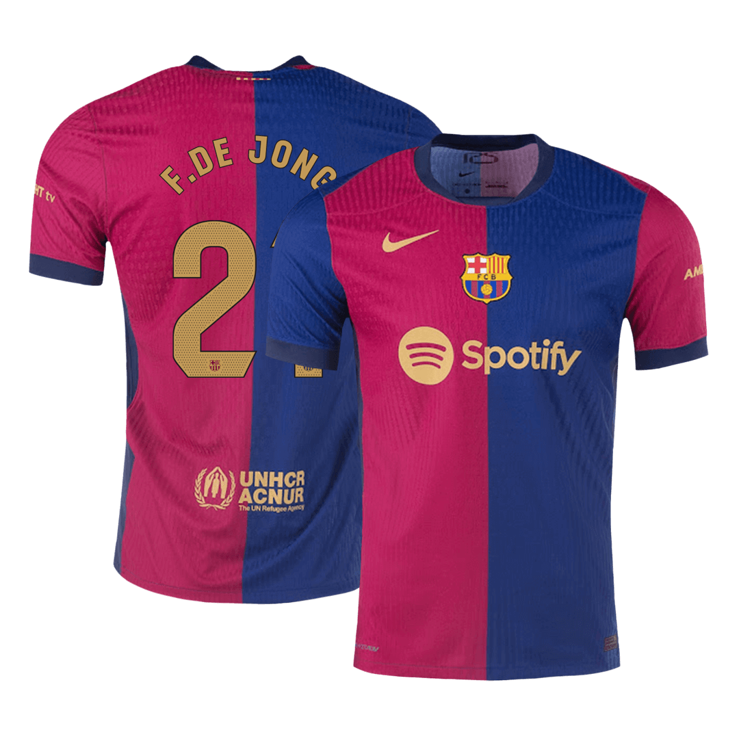 Barcelona F.DE JONG #21 Home Custom Player Version Soccer Jersey