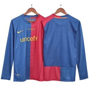 Barcelona Retro Jersey Home Long Sleeve Soccer Shirt 2008/09 - UCL