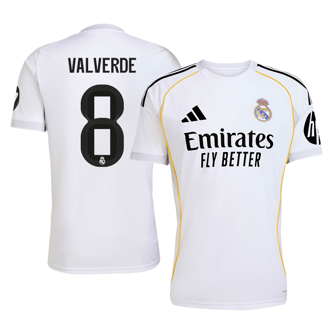 VALVERDE #8 Real Madrid Soccer Jersey Home Custom Shirt 2025/26