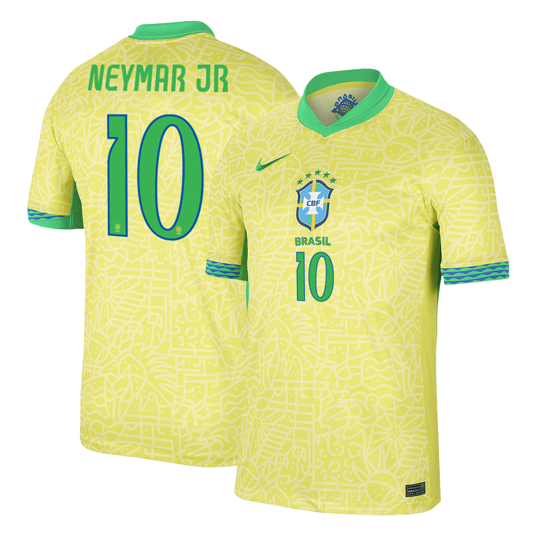 Brazil Jersey Custom NEYMAR JR #10 Soccer Jersey Home