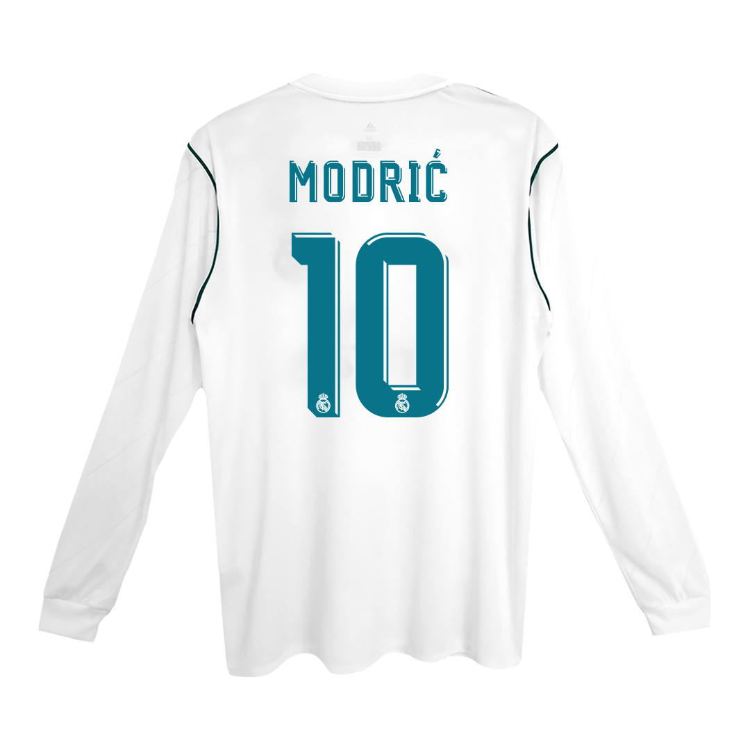 MODRIĆ #10 Real Madrid Retro Jersey Home Long Sleeve Soccer Shirt 2017/18