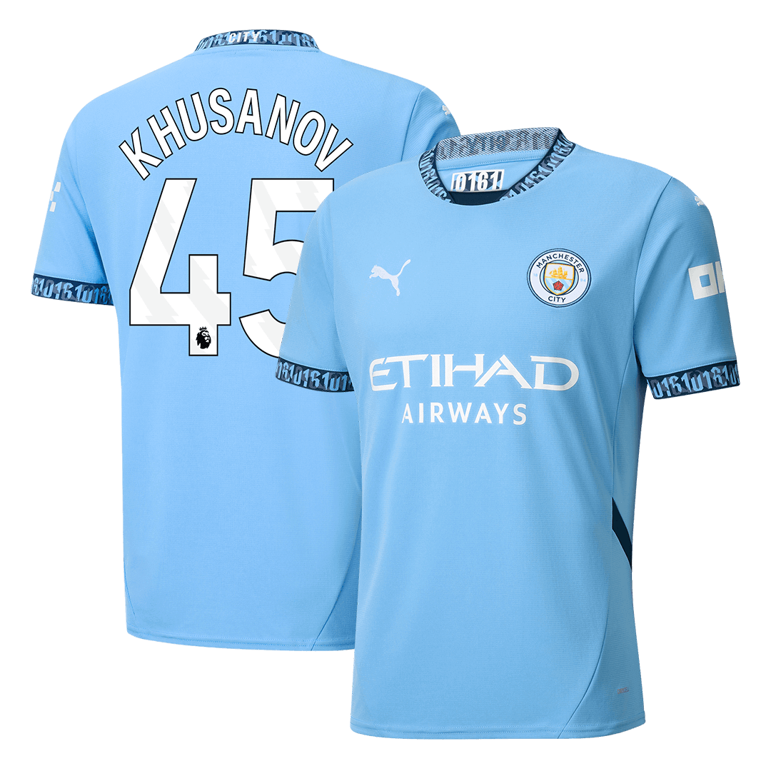 Manchester City Jersey Custom KHUSANOV #45 Soccer Jersey Home