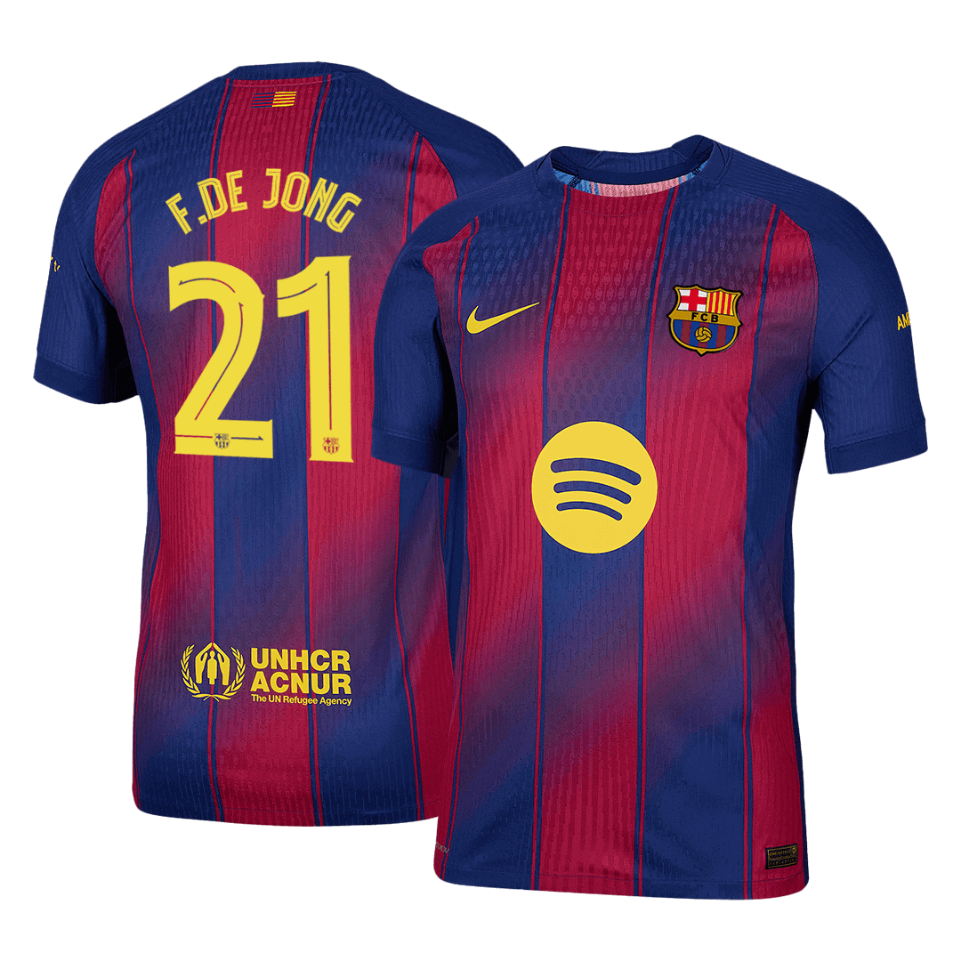 Barcelona F.DE JONG #21 Home Custom Player Version Soccer Jersey 2025/26 - UCL
