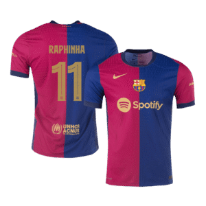 Barcelona RAPHINHA #11 Home Custom Player Version Soccer Jersey - UCL Spotify Logo Without Text