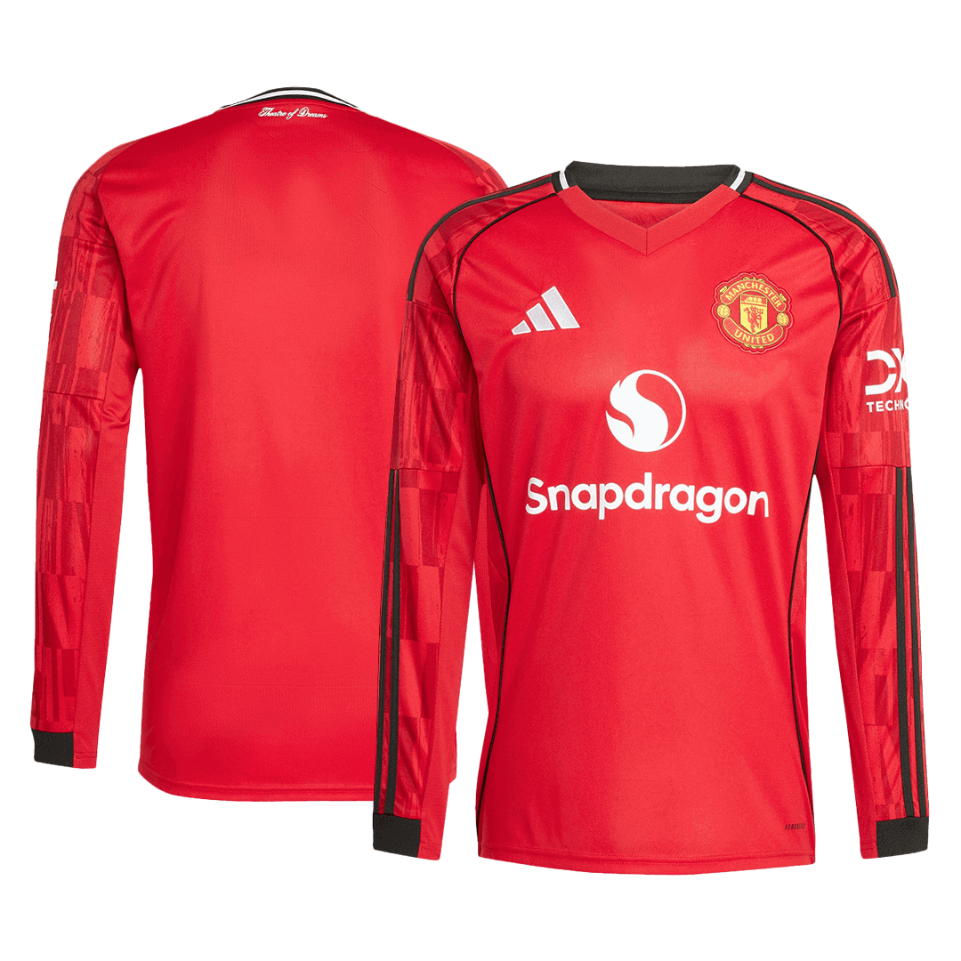Manchester United Long Sleeve Jersey Home Football Shirt 2025/26 - Image 3