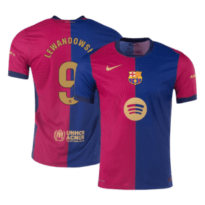 Barcelona LEWANDOWSKI #9 Home Custom Player Version Soccer Jersey - Spotify Logo Without Text