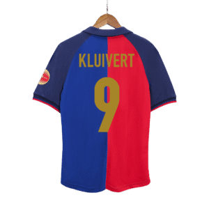 KLUIVERT #9 Barcelona Retro Jersey Home Soccer Shirt 1999/00 100th Anniversary