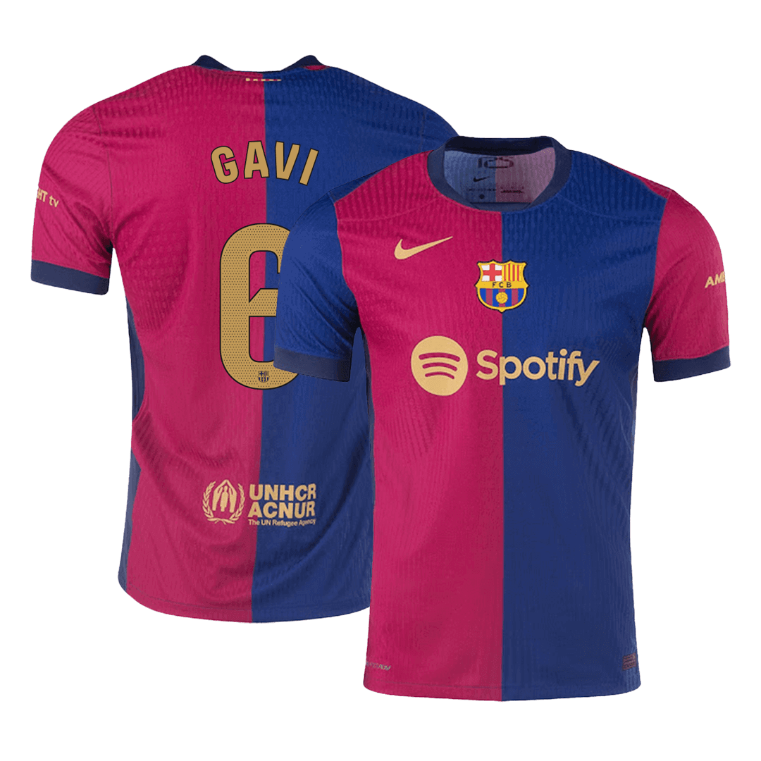 Barcelona GAVI #6 Home Custom Player Version Soccer Jersey