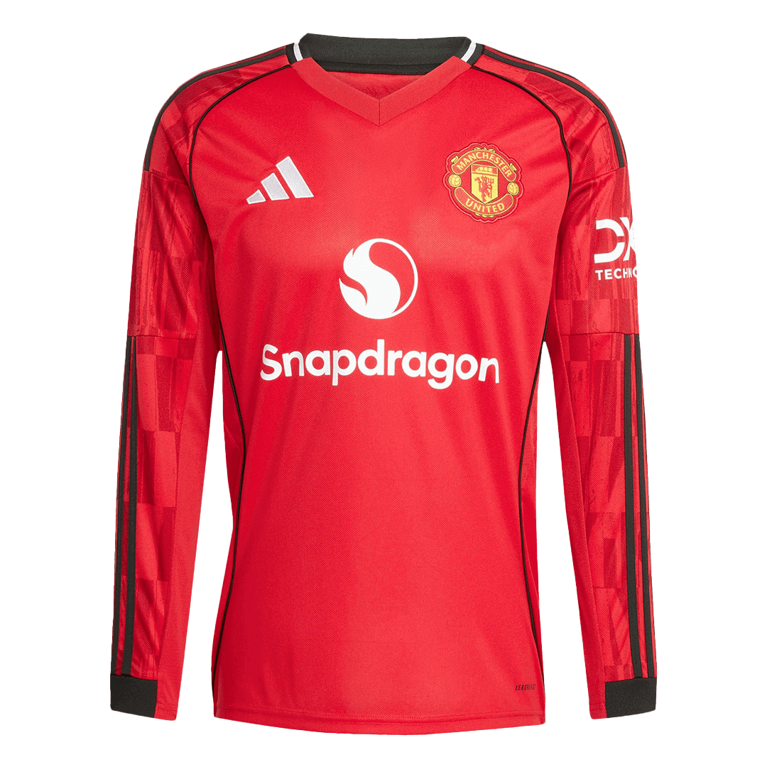 Manchester United Long Sleeve Jersey Home Football Shirt 2025/26