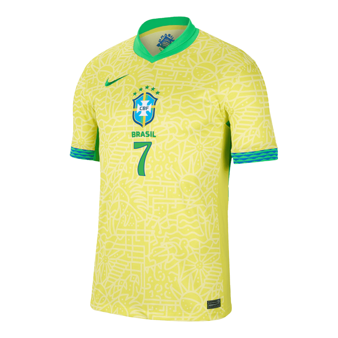 VINI JR. #7 Brazil Soccer Jersey Home Custom Shirt - Image 2