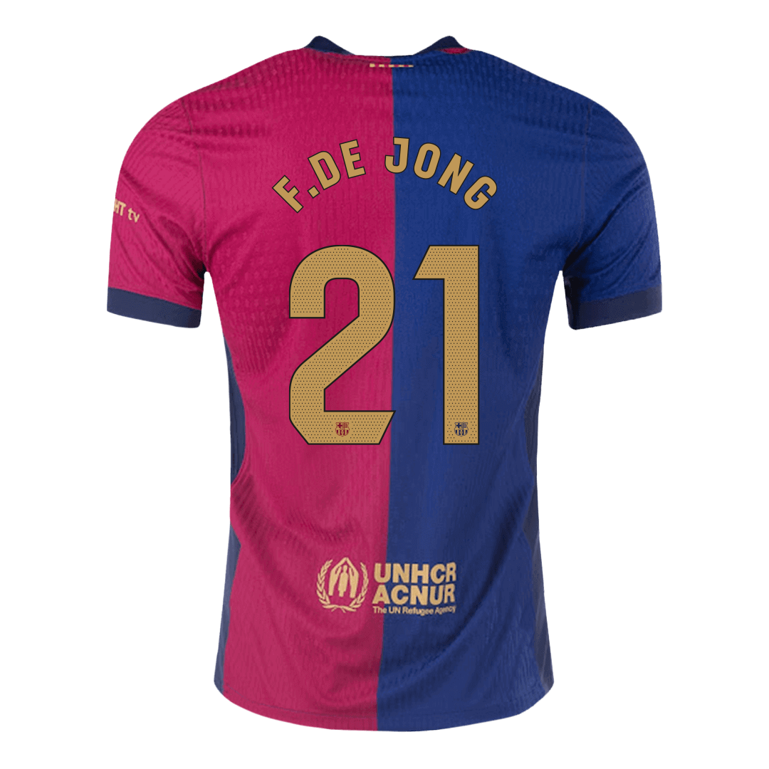 Barcelona F.DE JONG #21 Home Custom Player Version Soccer Jersey - Spotify Logo Without Text - Image 3