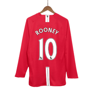 ROONEY #10 Manchester United Retro Jersey Home Long Sleeve Soccer Shirt 2007/08