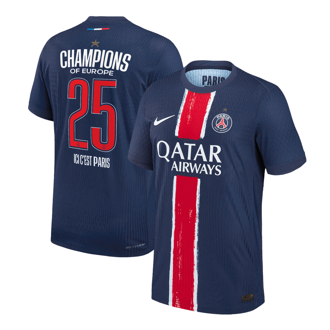 PSG CHAMPIONS #25 Custom Player Version Home Soccer Jersey - CHAMPIONS OF EUROPE