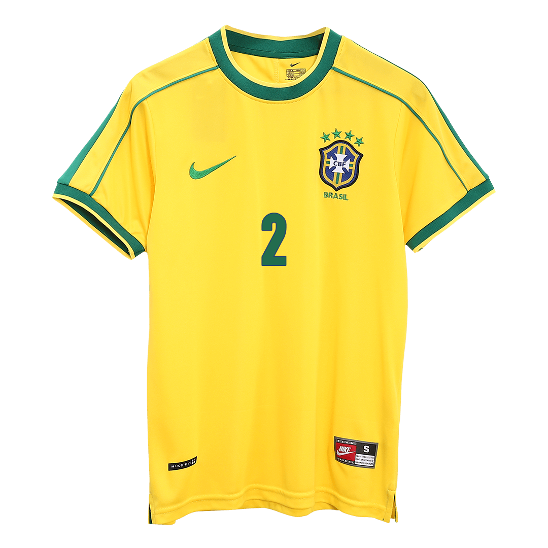 CAFU #2 Brazil Retro Jersey Home Soccer Shirt 1998 -World Cup - Image 2