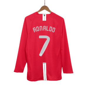 RONALDO #7 Manchester United Retro Jersey Home Long Sleeve Soccer Shirt 2007/08