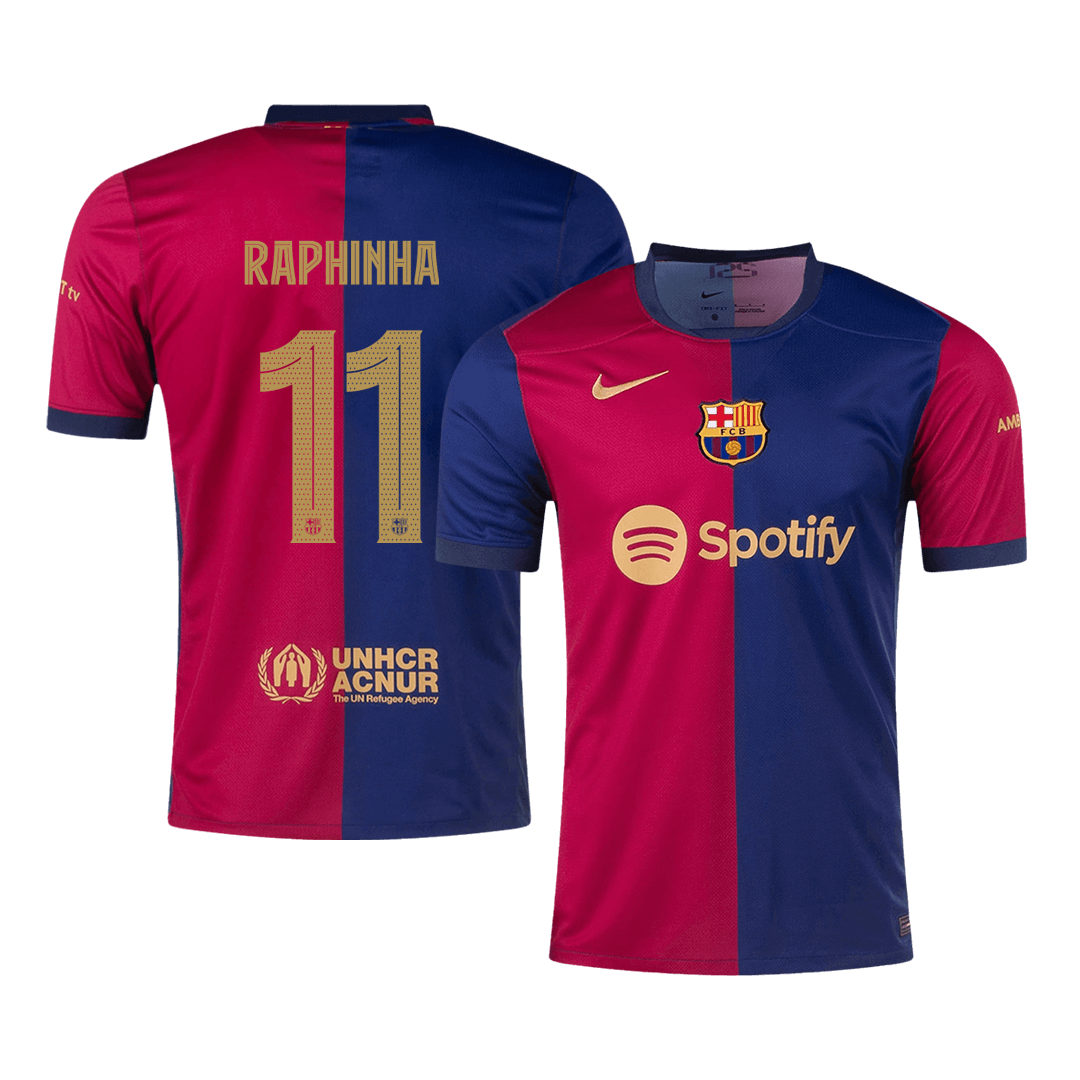 Barcelona Jersey Custom RAPHINHA #11 Soccer Jersey Home -UCL