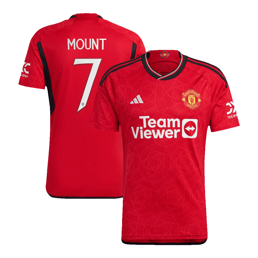 Manchester United Jersey Custom MOUNT #7 Soccer Jersey Home 2023/24 UCL