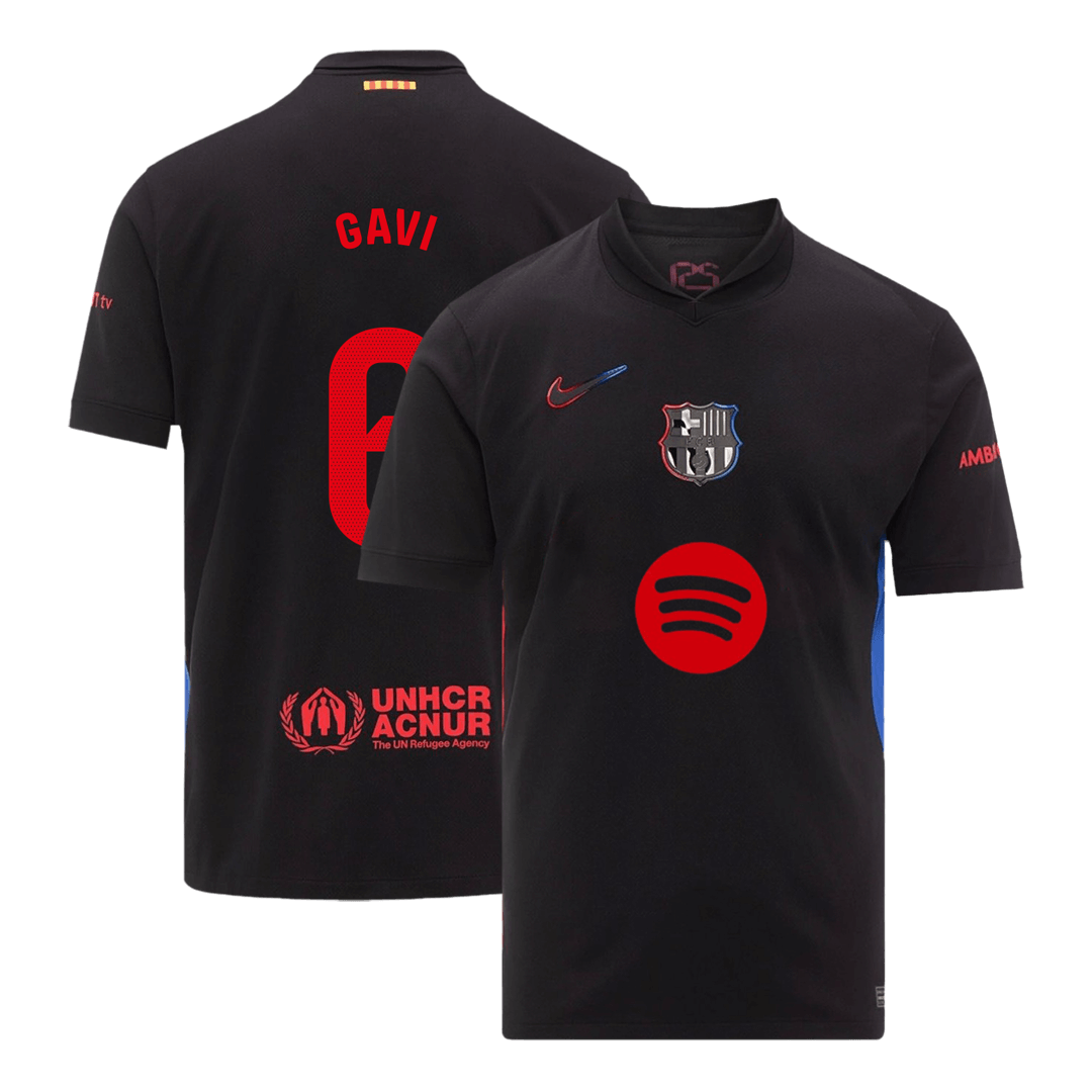 GAVI #6 Barcelona Soccer Jersey Away Custom Shirt Spotify Logo Without Text