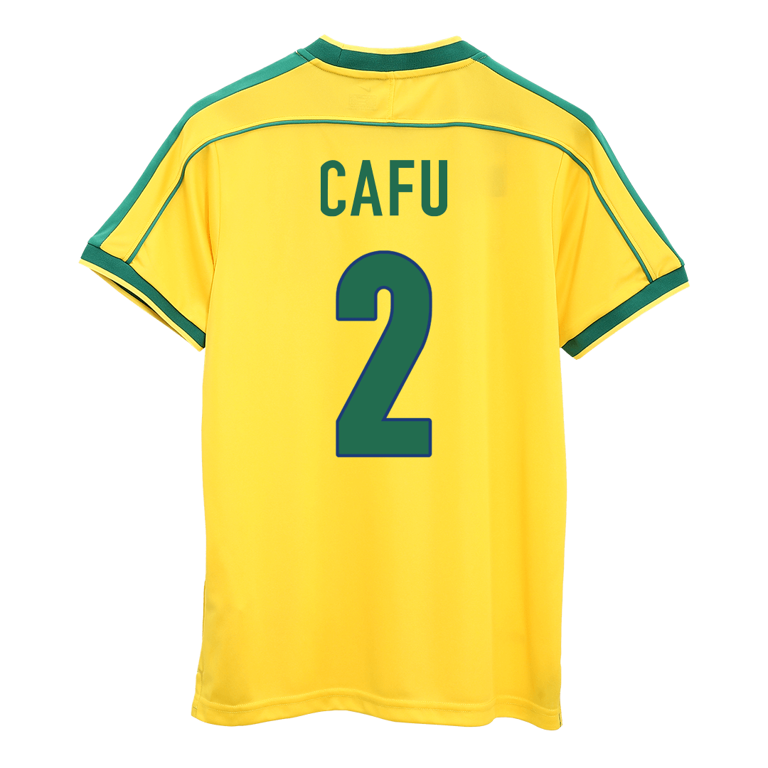 CAFU #2 Brazil Retro Jersey Home Soccer Shirt 1998 -World Cup