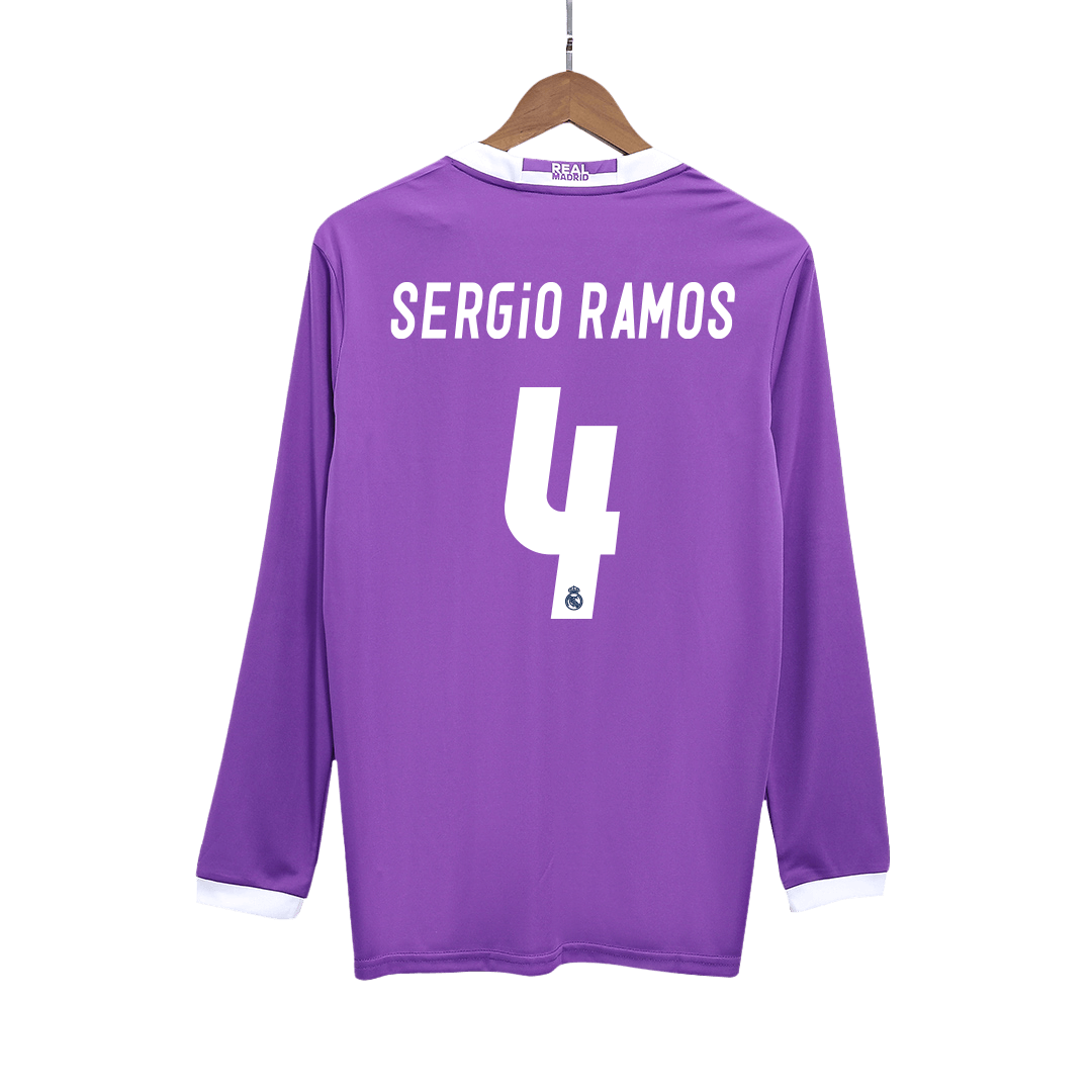 SERGIO RAMOS #4 Real Madrid Retro Jersey Away Long Sleeve Soccer Shirt 2016/17