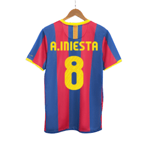 A.INIESTA #8 Barcelona Retro Jersey Home Soccer Shirt 2010/11