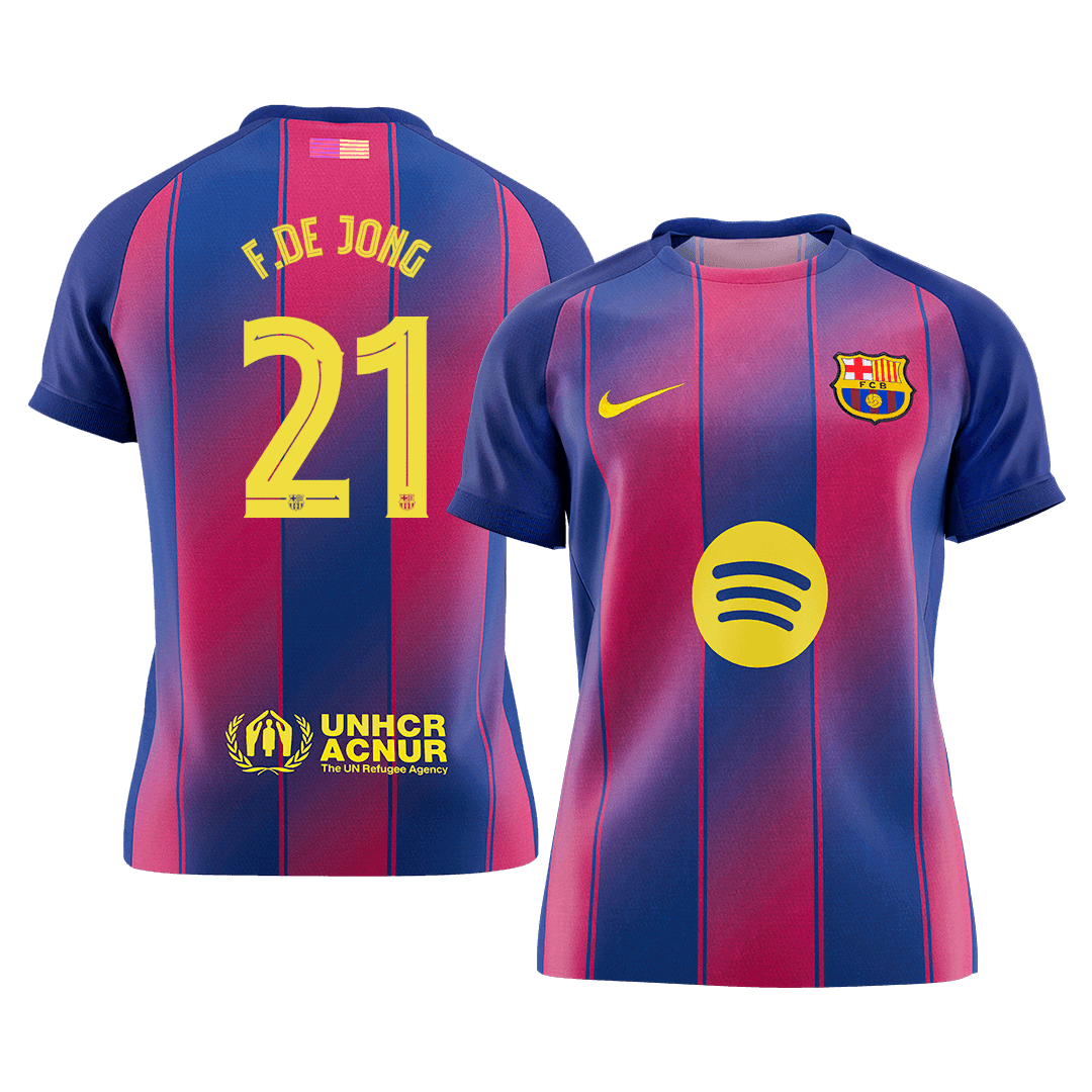 F.DE JONG #21 Barcelona Soccer Jersey Home Custom Shirt 2025/26 -UCL
