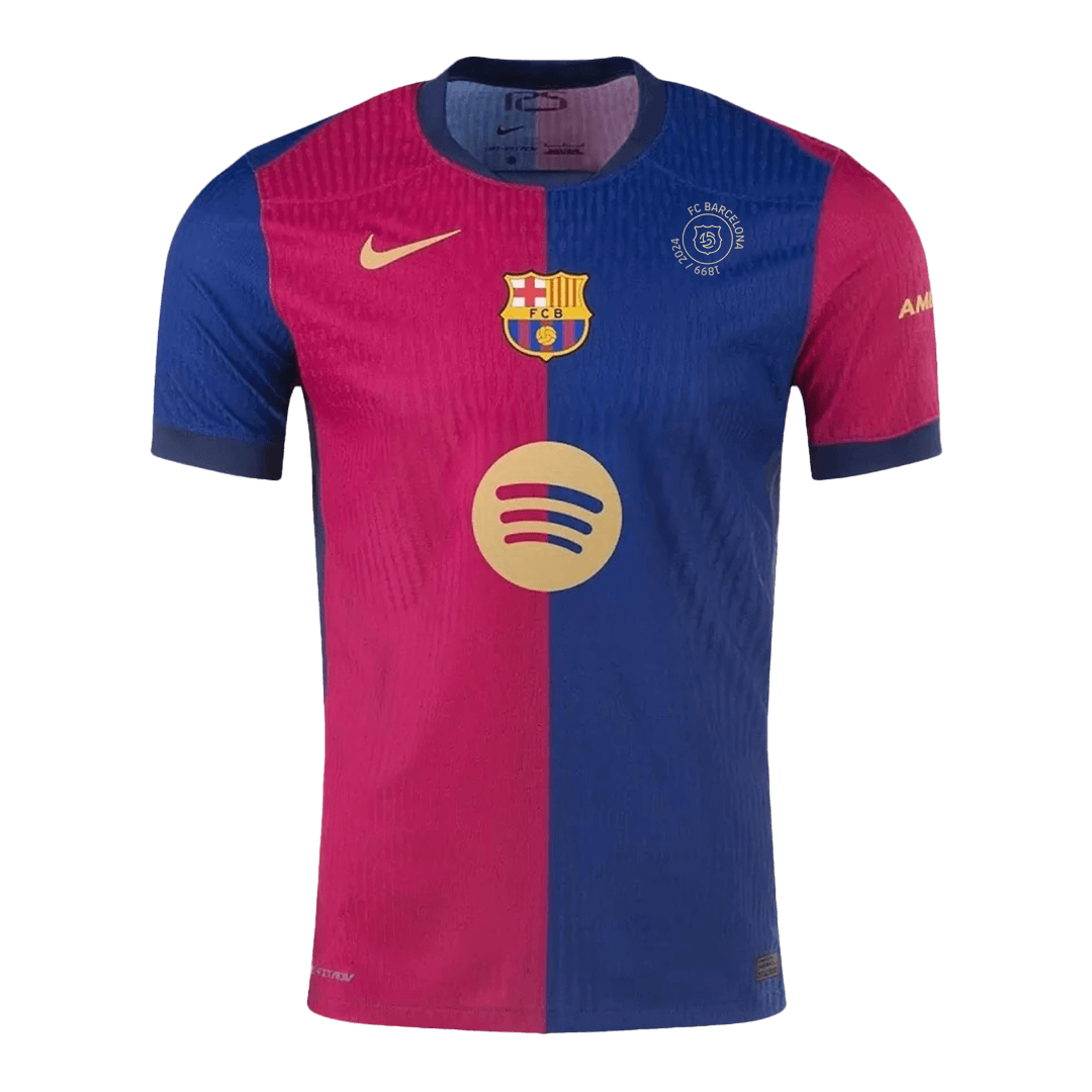 Barcelona 125th Anniversary Home Custom Player Version Soccer Jersey - Spotify Logo Without Text"