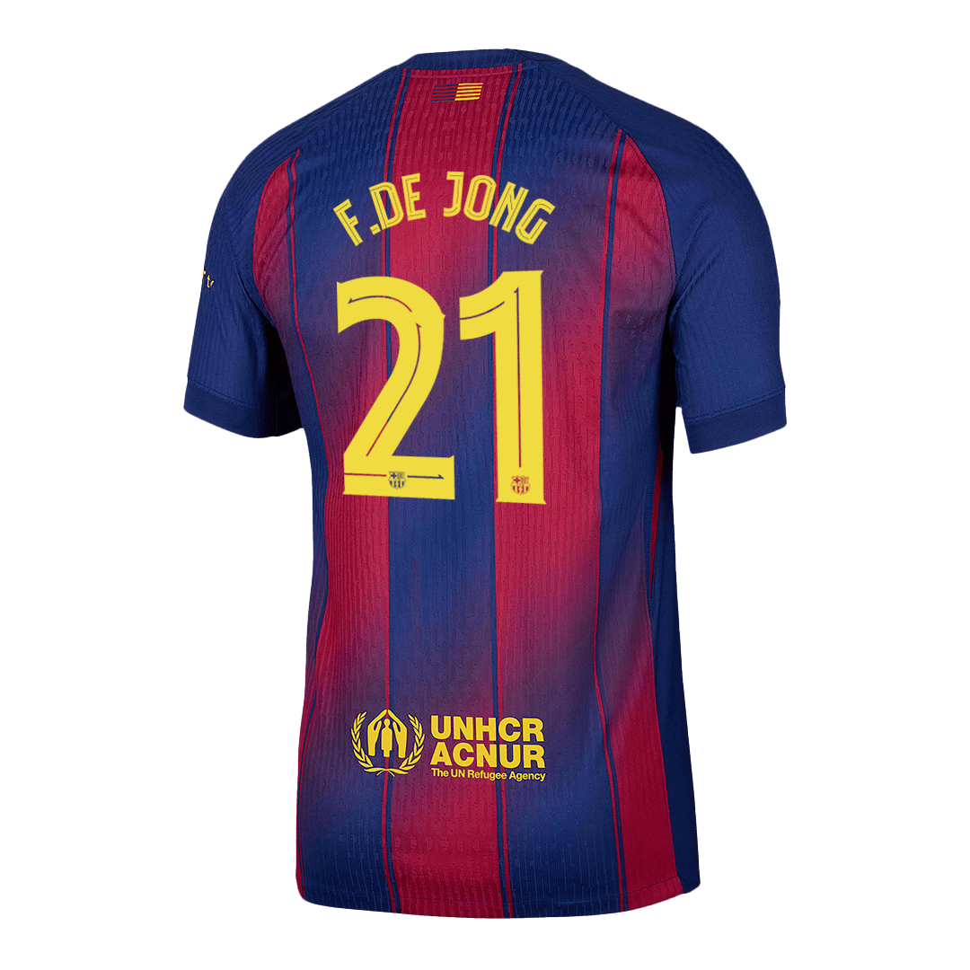 Barcelona F.DE JONG #21 Home Custom Player Version Soccer Jersey 2025/26 - UCL - Image 3