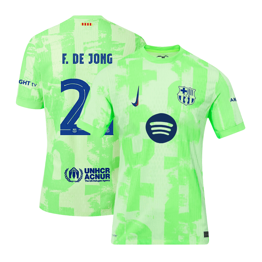 Barcelona F.DE JONG #21 Third Away Custom Player Version Soccer Jersey - UCL Spotify Logo Without Text