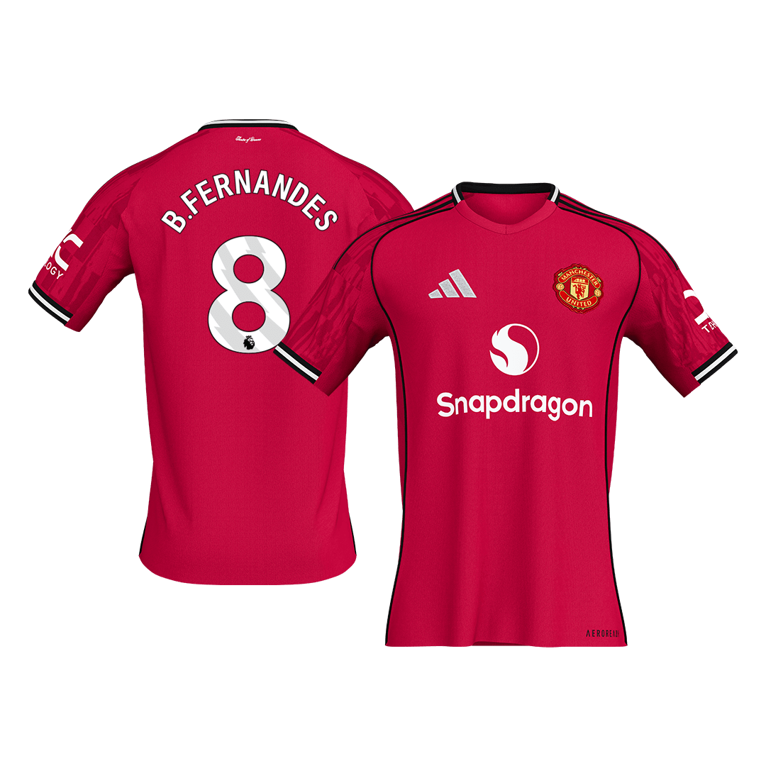 B.FERNANDES #8 Manchester United Soccer Jersey Home Custom Shirt 2025/26