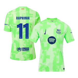 Barcelona RAPHINHA #11 Third Away Custom Player Version Soccer Jersey - UCL Spotify Logo Without Text