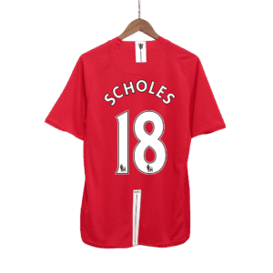 SCHOLES #18 Manchester United Retro Jersey Home Soccer Shirt 2007/08
