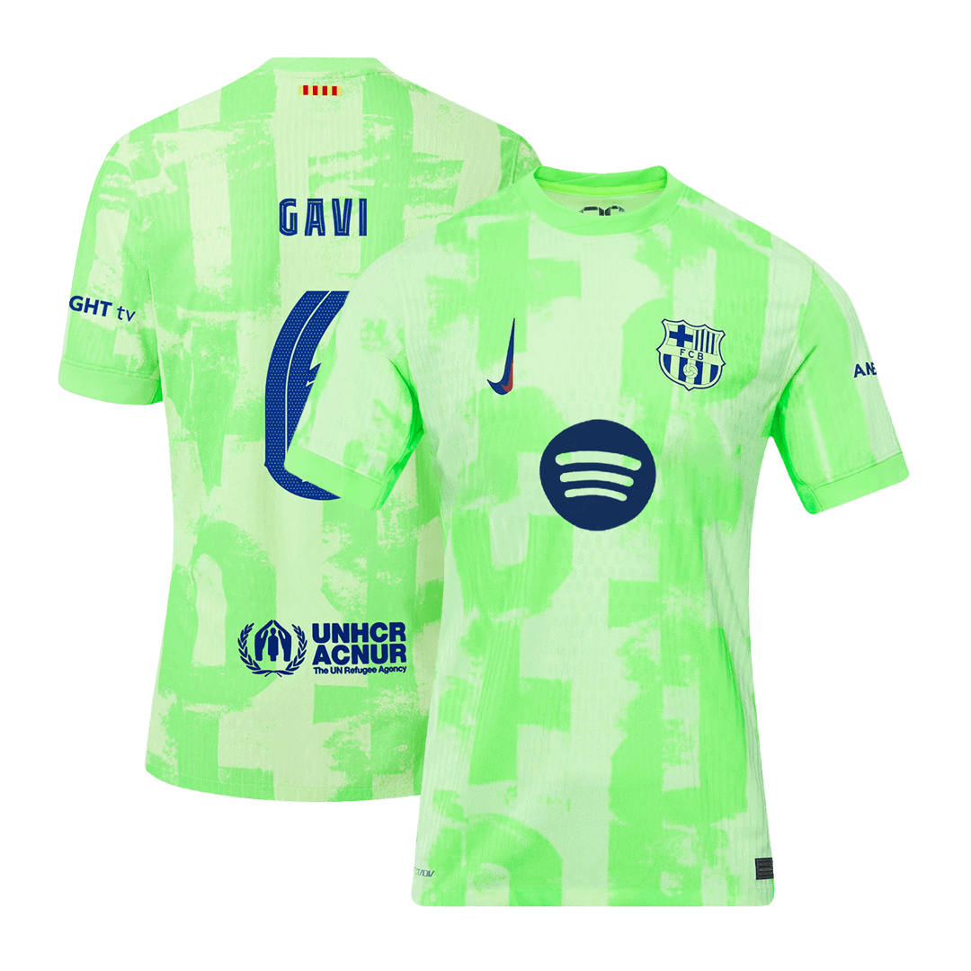 Barcelona GAVI #6 Third Away Custom Player Version Soccer Jersey - UCL Spotify Logo Without Text