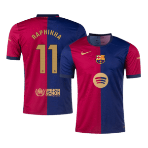 Barcelona Jersey Custom RAPHINHA #11 Soccer Jersey Home Spotify Logo Without Text