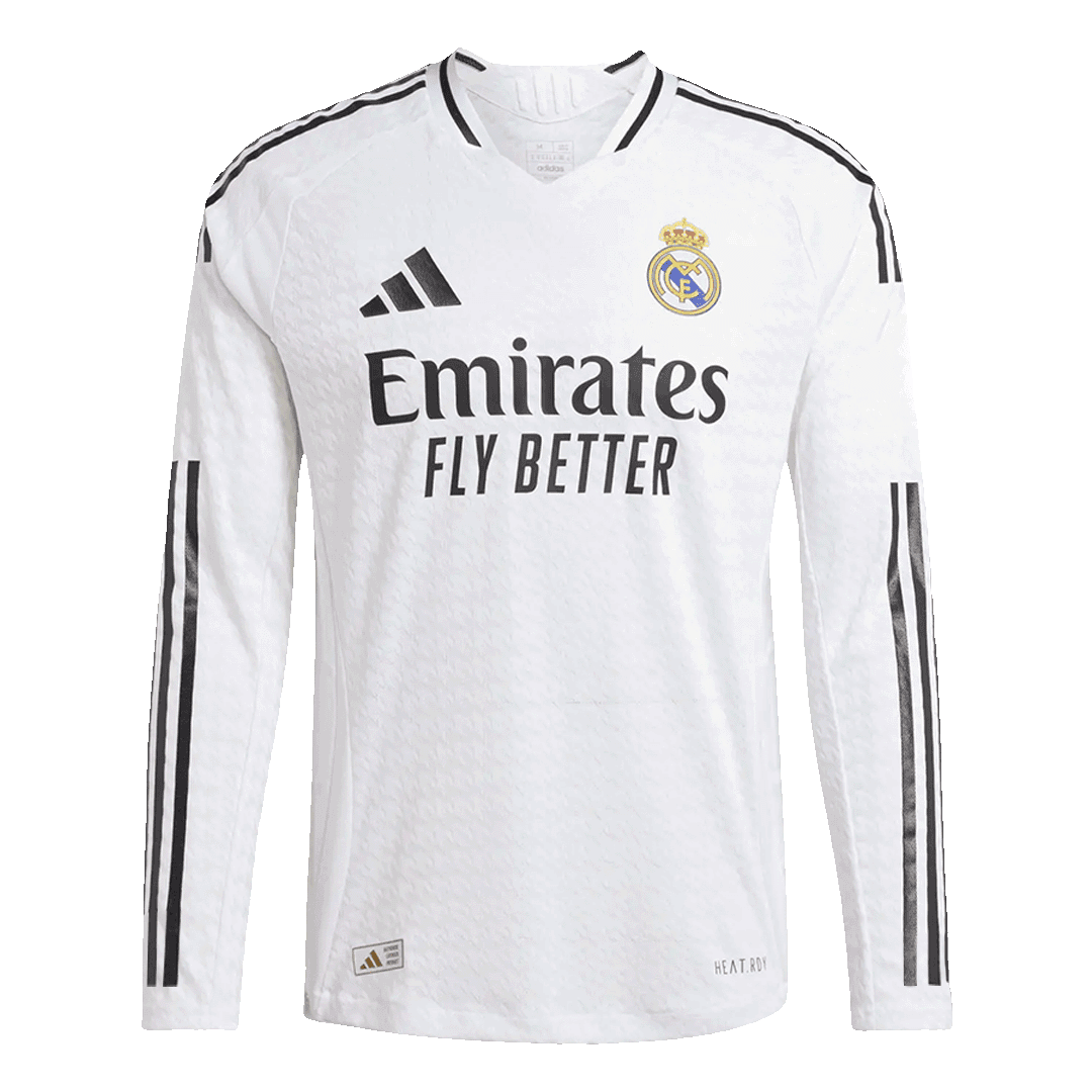 Real Madrid Home Custom Player Version Long Sleeve Soccer Jersey - Image 4