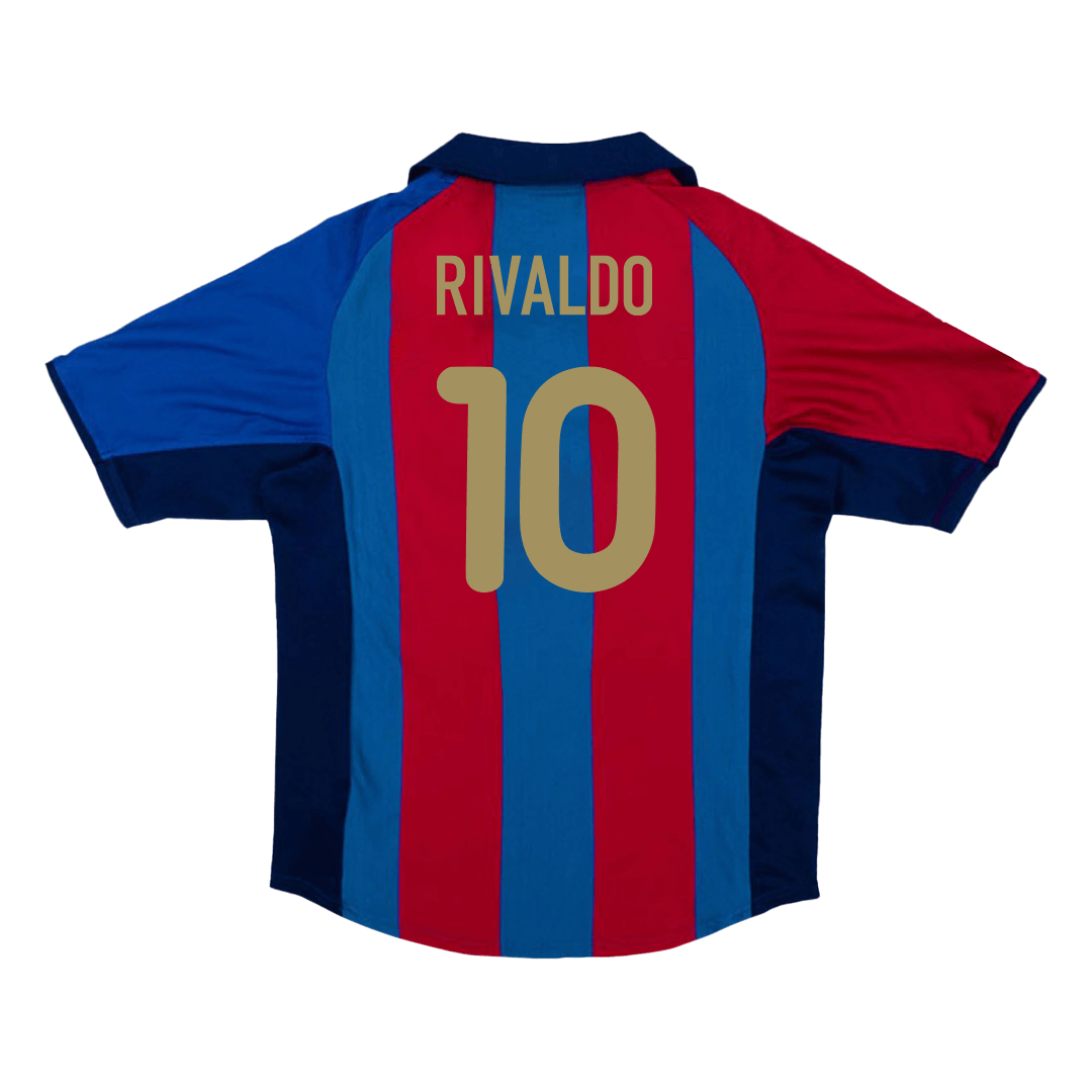 RIVALDO #10 Barcelona Retro Jersey Home Soccer Shirt 2001/02
