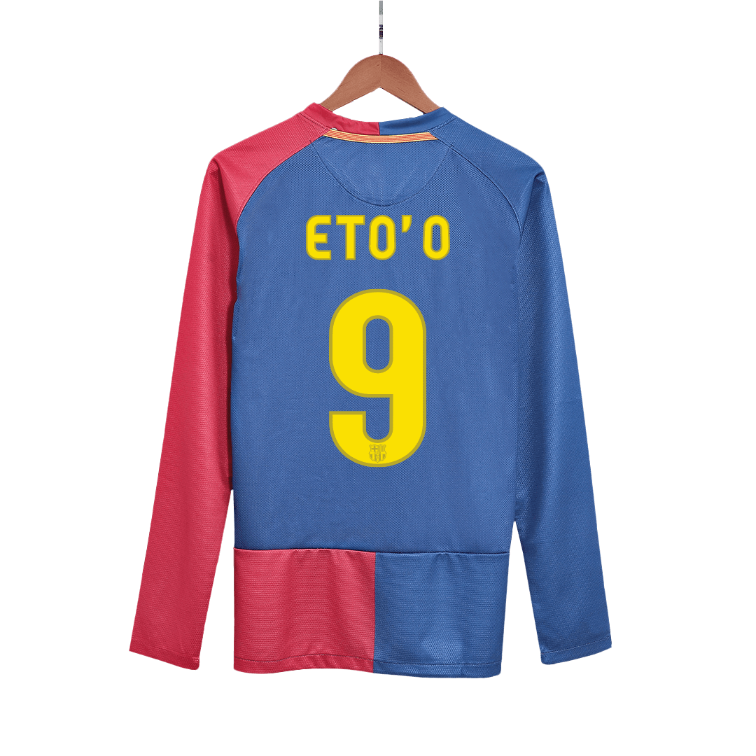 ETO'O #9 Barcelona Retro Jersey Home Long Sleeve Soccer Shirt 2008/09 UCL Final
