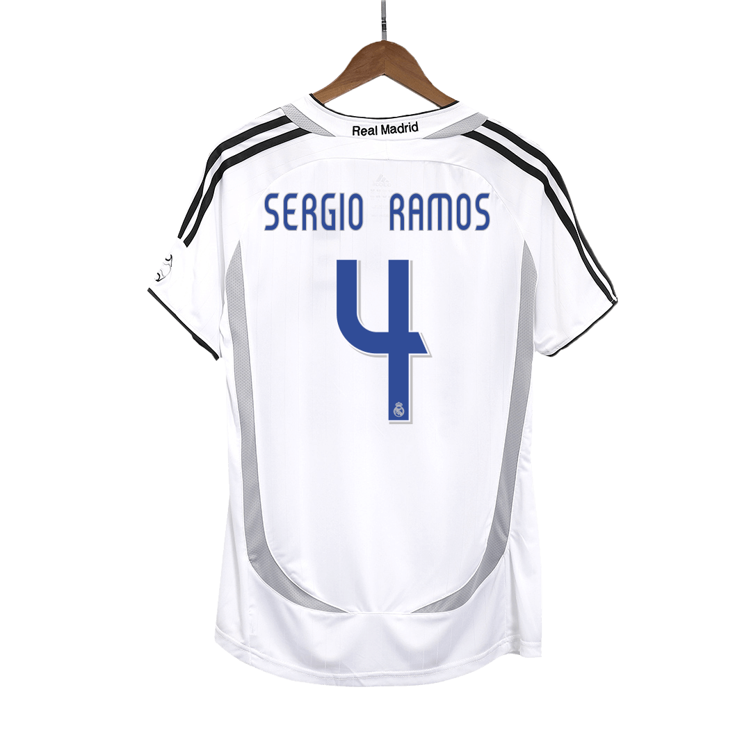 SERGIO RAMOS #4 Real Madrid Retro Jersey Home Soccer Shirt 2006/07